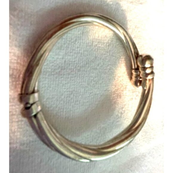 VTG Unisex 925 Silver Twisted Rope Hinged Bangle Bracelet Jewelry Italy Signed - Picture 3 of 7